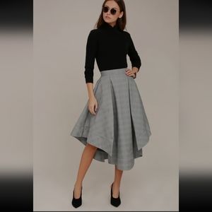We Woke Up Grey Plaid Midi Skirt